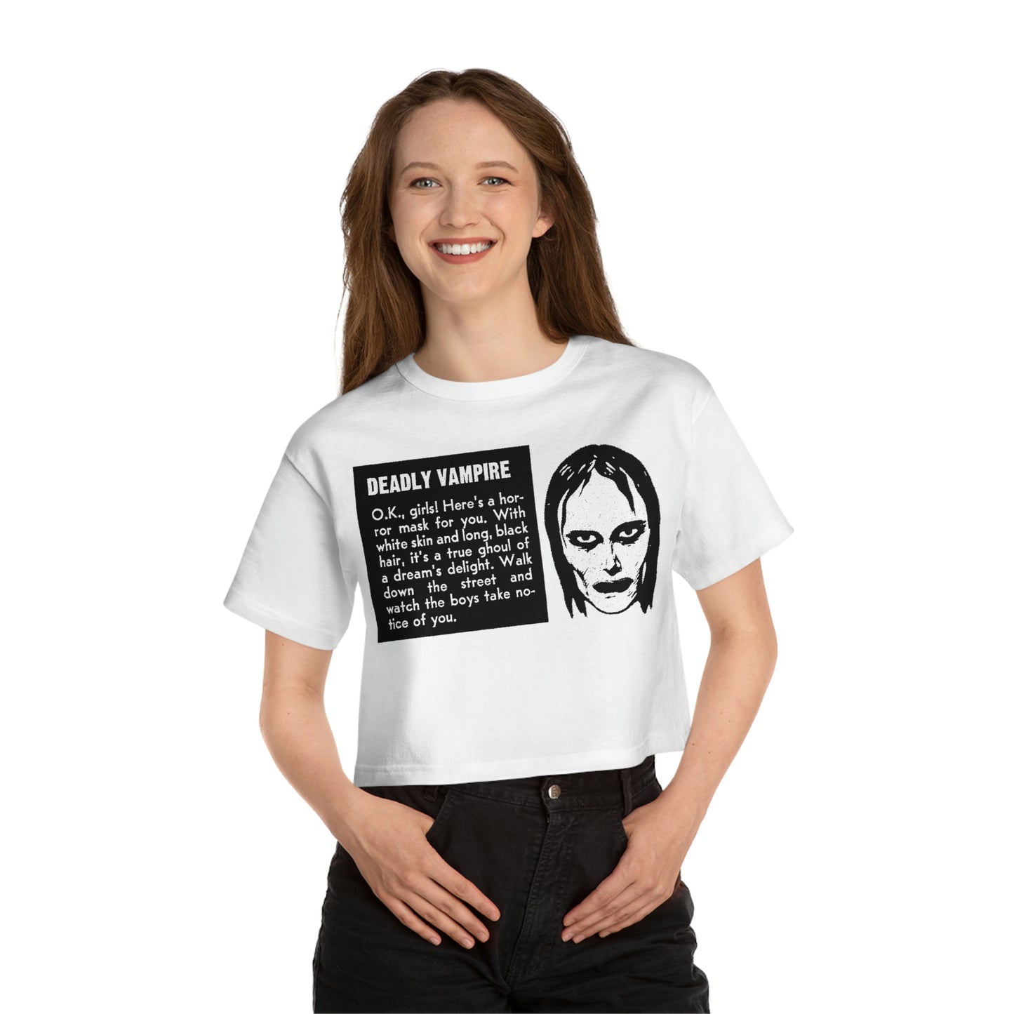 Deadly Vampire "True Ghoul" Champion Women's Heritage Cropped T-Shirt