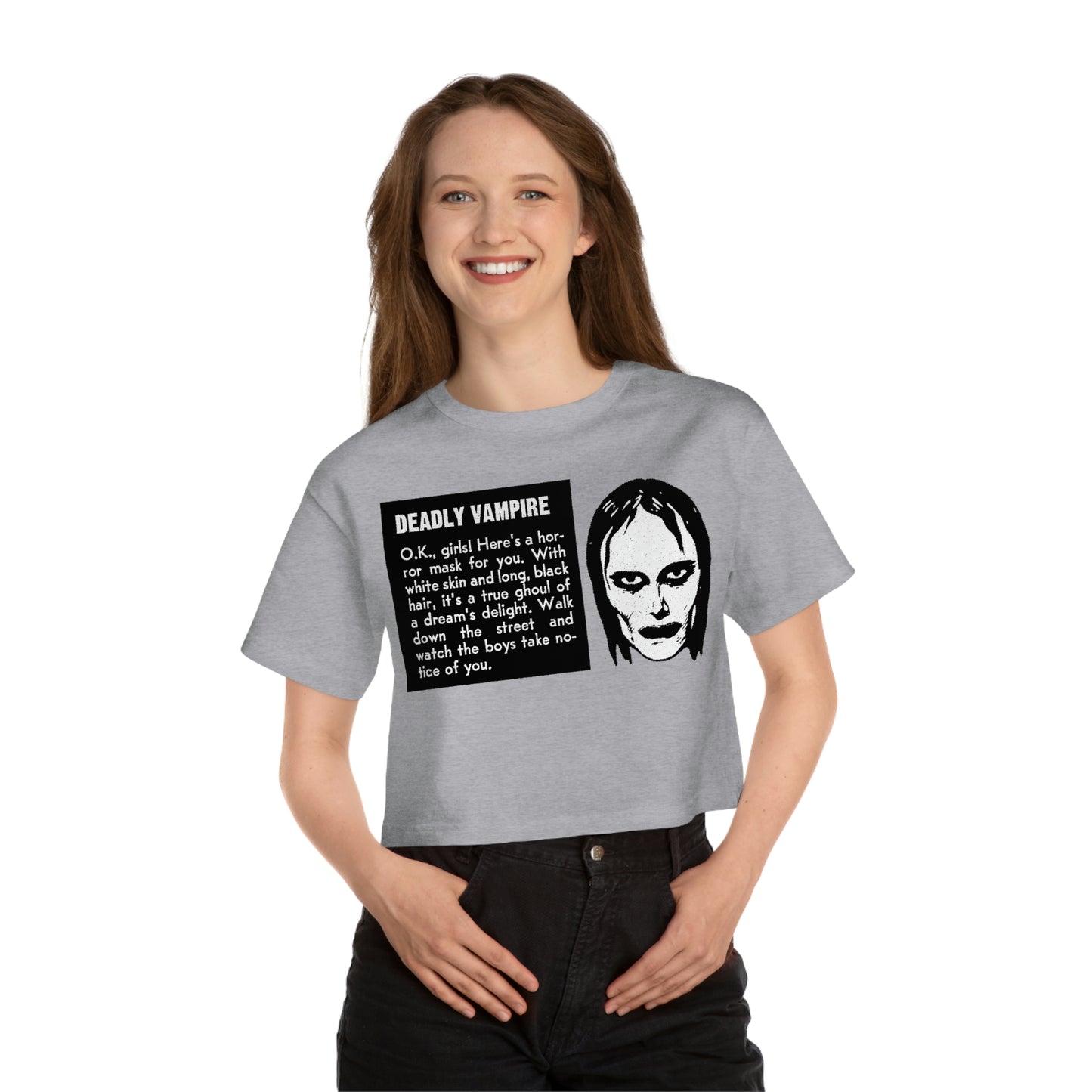 Deadly Vampire "True Ghoul" Champion Women's Heritage Cropped T-Shirt